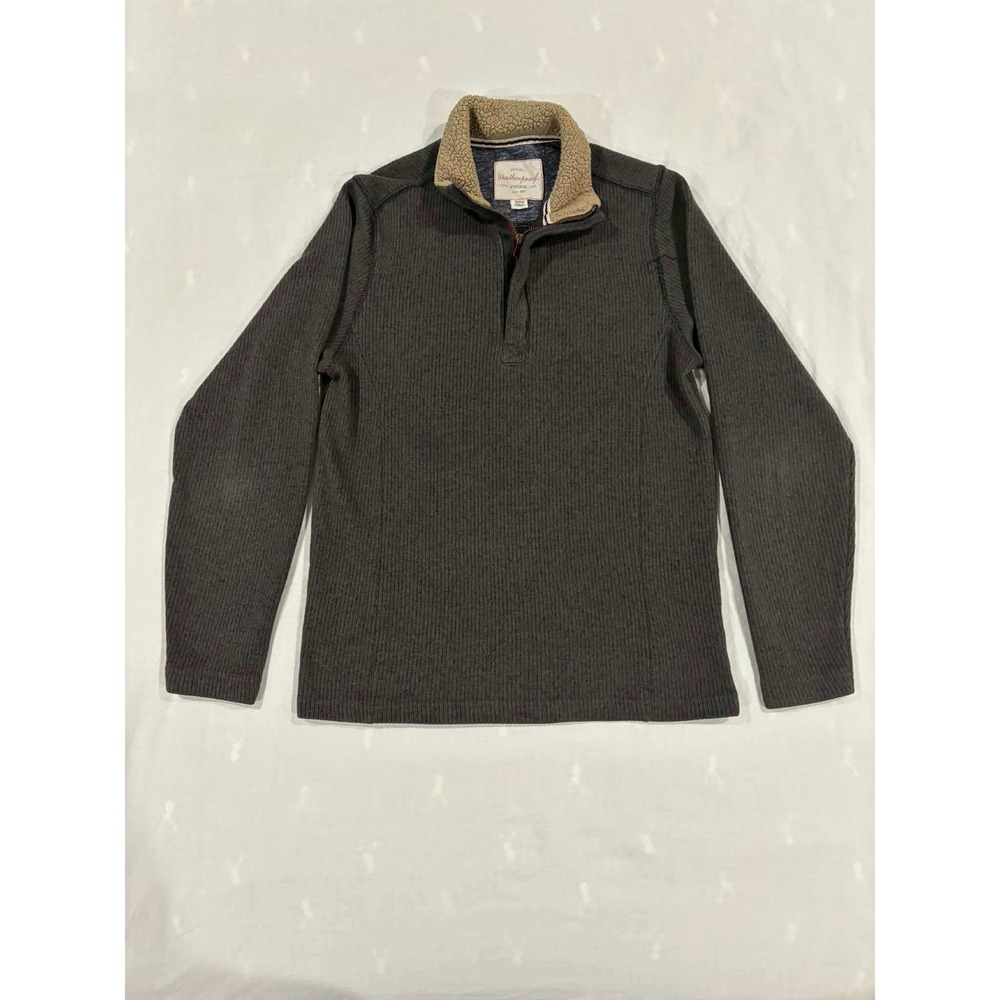 Weatherproof Vintage Men's Gray Ribbed Sherpa Collar Quarter Zip Pullover Size S